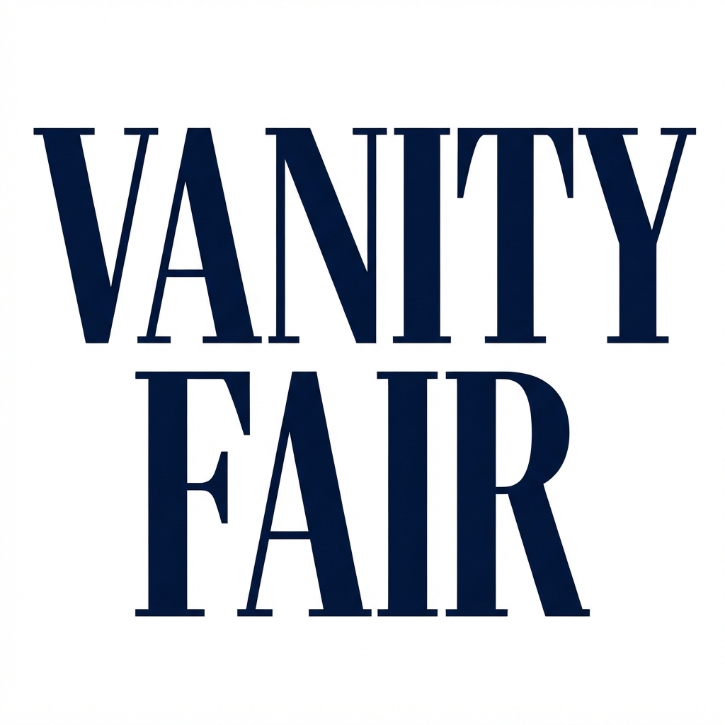 Dark navy serif text reading “VANITY FAIR” centered on a white background.
